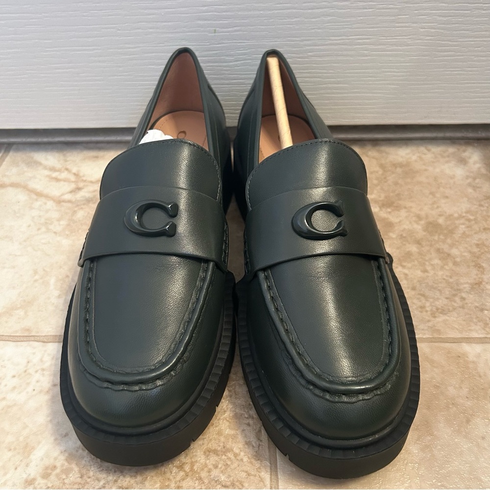 Coach Leah Amazon Green Leather Loafers Women’s Size 6.5 - Picture 3 of 9